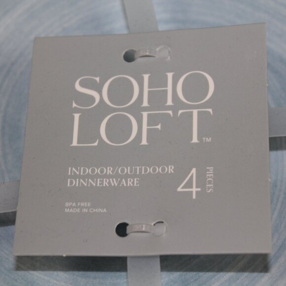 Soho Loft Melamine Dinner Plates Light Blue Swirl Rustic Set of 4 11" NWT RARE - Picture 2 of 7